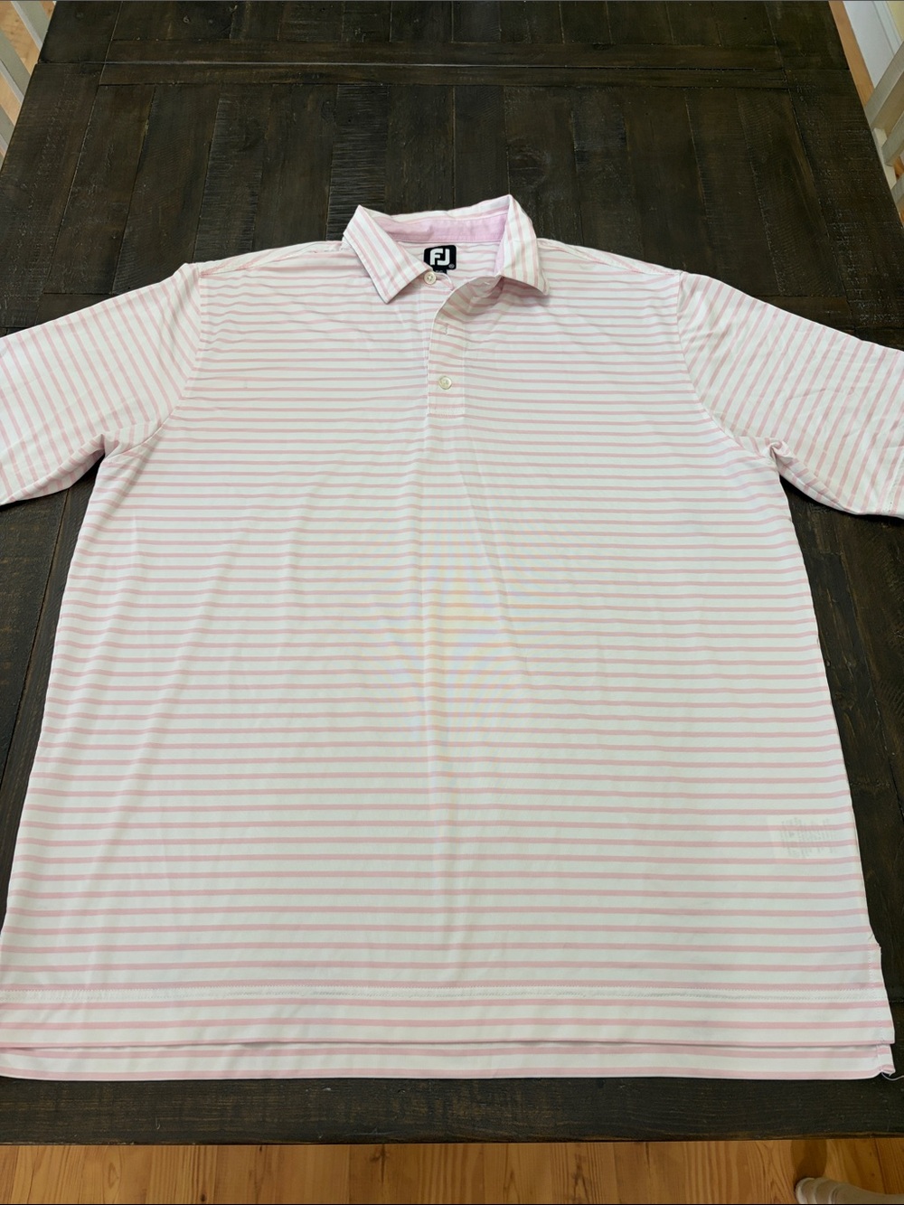 FootJoy Men's Light Pink & White Striped Golf Polo